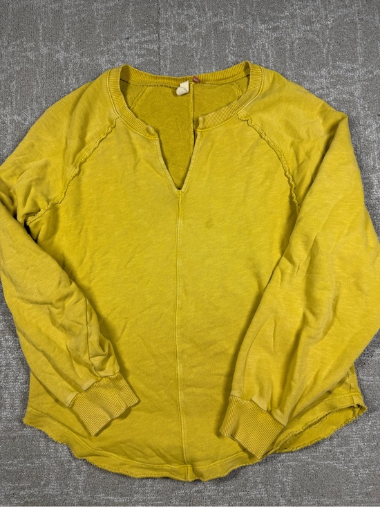 Pilcro Sweaters - Anthropologie Pilcro Chartreuse Mustard Yellow Notch Sweatshirt size Small